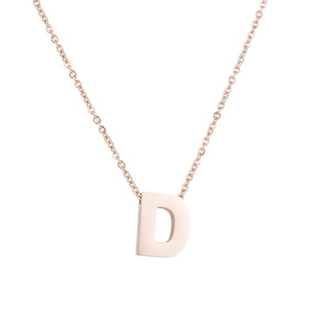 STAINLESS STEEL LETTER D NECKLACE - ROSÉ COLOR 