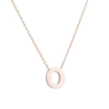 STAINLESS STEEL LETTER O NECKLACE - ROSÉ COLOR 