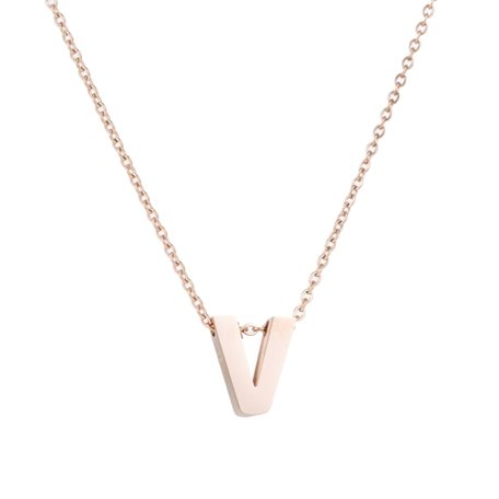 RVS Letter V Ketting - Rosé Kleur