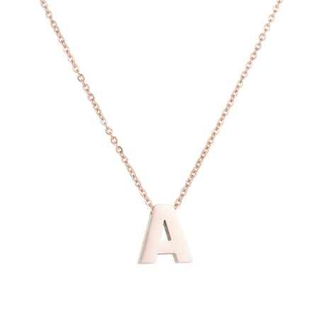 STAINLESS STEEL LETTER A NECKLACE - ROSÉ COLOR 