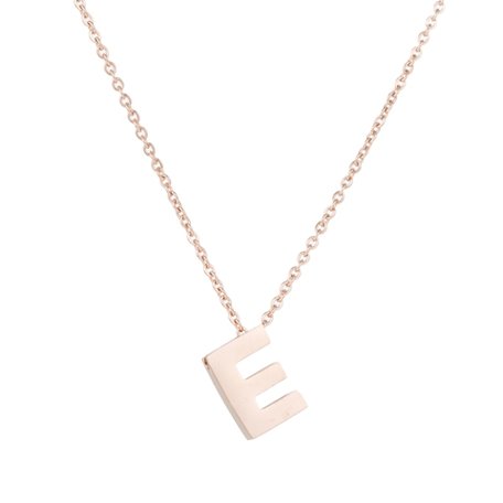 STAINLESS STEEL LETTER E NECKLACE - ROSÉ COLOR 