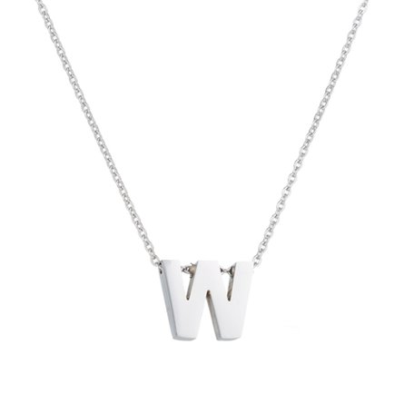 STAINLESS STEEL LETTER W NECKLACE ZILVER Color
