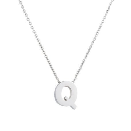 STAINLESS STEEL LETTER Q NECKLACE - Silver Color