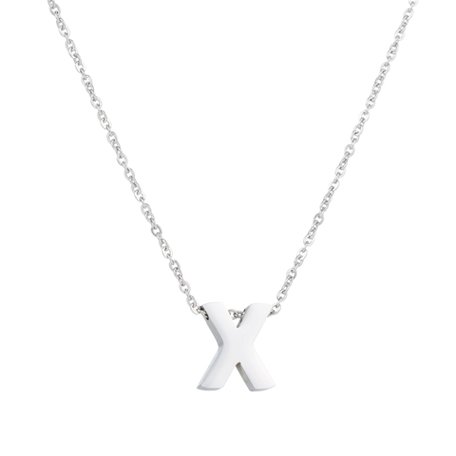 RVS Letter X Ketting - Kleur Zilver