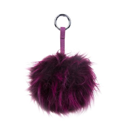 BAG-KEYCHAIN FLUFF BALL PURPLE