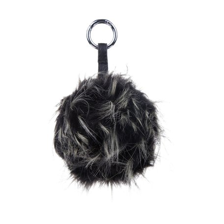 BAG-KEYCHAIN FLUFF BALL BLACK-GREY