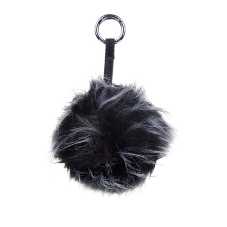 BAG-KEYCHAIN FLUFF BALL BLACK-BLUE