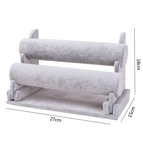 2 Rolls Jewelry Display Gray Velvet Dismountable