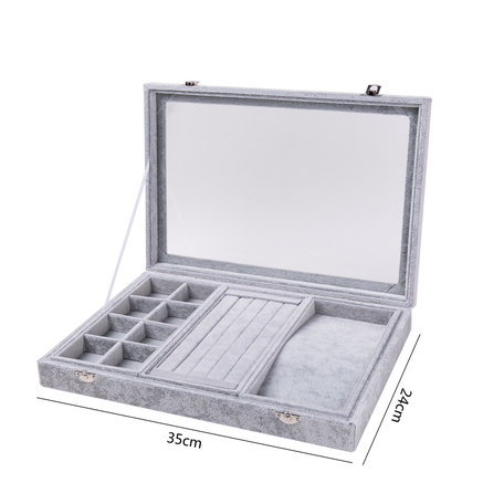  Luxury Display Case for Rings / bracelets / Necklaces & Accessories Velvet Gray