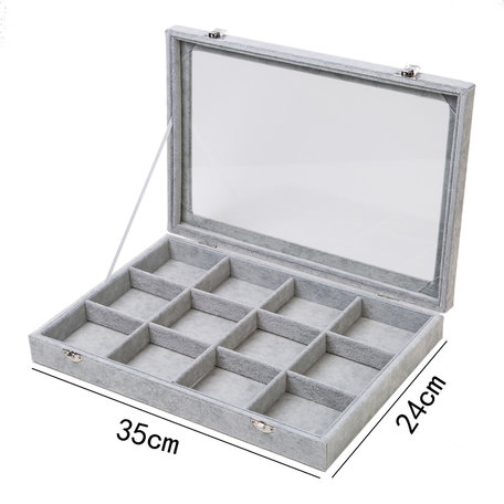 LUXURY JEWELLERY DISPLAY CASE FOR 12 ITEMS GREY