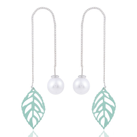 EARRING WITH LEAF & PEARL