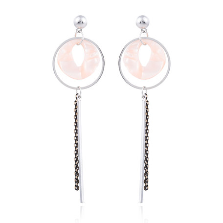 EARRING WITH ROUND ABSTRACT & CHAIN