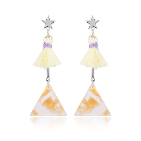 EARRING WITH ABSTRACT TRIANGLE & TASSEL