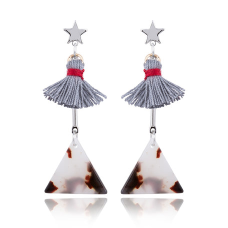 EARRING WITH ABSTRACT TRIANGLE & TASSEL