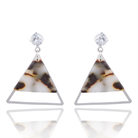  EARRING WITH ABSTRACT TRIANGLE & STRASS STONE