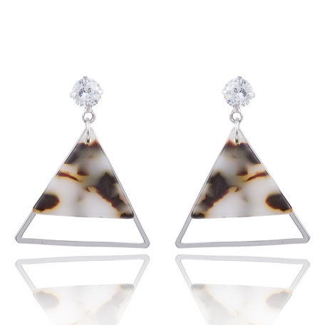 OORBEL MET ABSTRACT TRIANGLE & STRASS STEENTJE