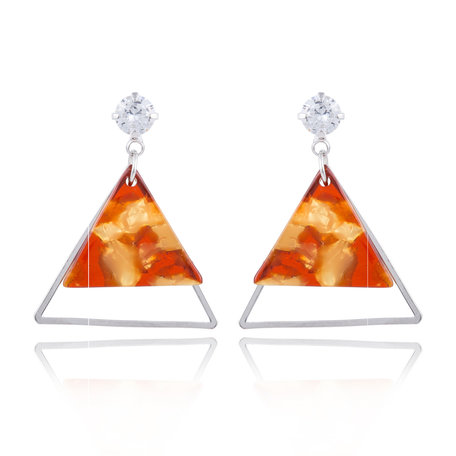  EARRING WITH ABSTRACT TRIANGLE & STRASS STONE