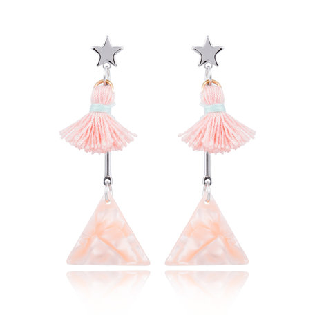 EARRING WITH ABSTRACT TRIANGLE & TASSEL