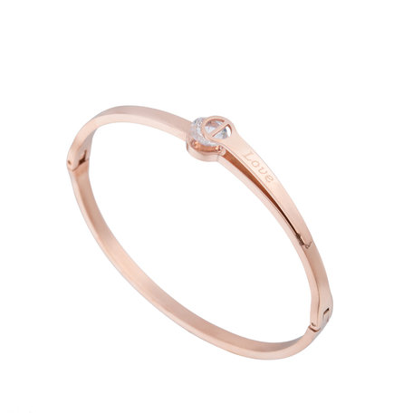 ARMBAND STAINLESS STEEL Kleur Rosé Goud - Zirkonia