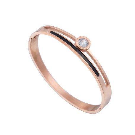 ARMBAND STAINLESS STEEL Kleur Rosé Goud - Zirkonia 'IV'