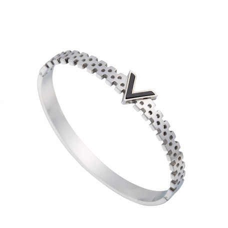 ARMBAND STAINLESS STEEL Kleur Silver - V Bangle