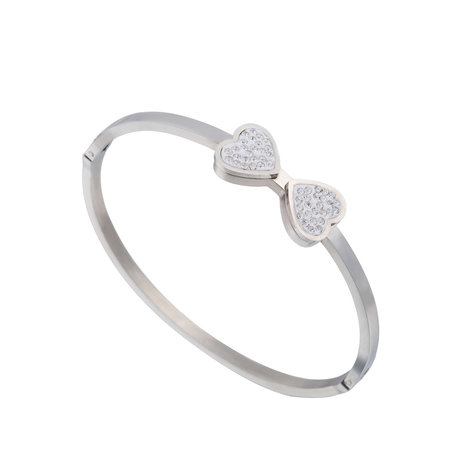 ARMBAND STAINLESS STEEL Kleur Silver - Hartjes Zilver