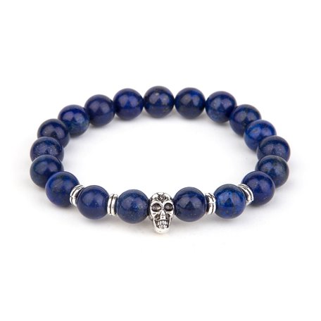 KRALEN ARMBAND LAPIS SKULL MET BOEDDHA BEDELTJE