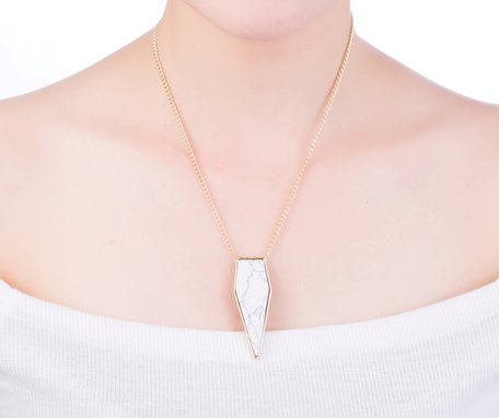 Statement Ketting - Marmer Look Pendant 