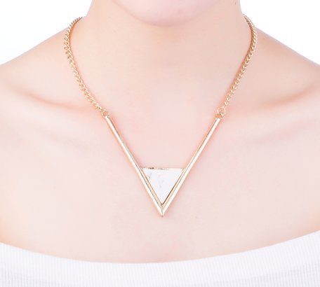 Statement Ketting - Driehoek marmer look Pendant 