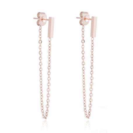 ROEST VRIJ STAAL CHAIN EARRING SQUARE BAR