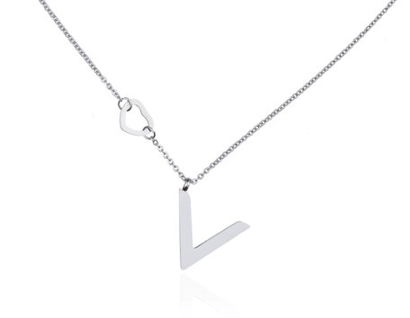 Stainless Steel Necklace With V and Heart