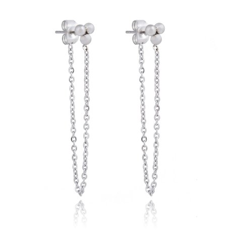 ROESTVRIJ STAAL CHAIN EARRING DOTS