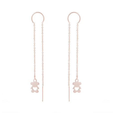 STAINLESS STEEL CHAIN ​​EARRINGS BEAR Color Rosé Gold