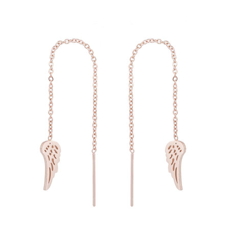 STAINLESS STEEL CHAIN ​​EARRING WINGS Color Rosé Gold