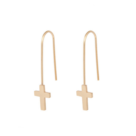 STAINLESS STEEL EARRING CROSS Color Gold