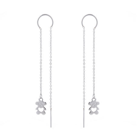 STAINLESS STEEL CHAIN ​​EARRING BEAR Color Silver