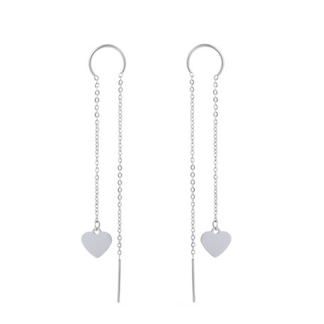 ROESTVRIJ STAAL CHAIN OORBEL HART Kleur Silver