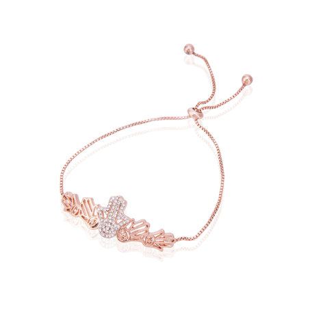 Fatima Hand In Strass Steentjes Bedelarmband Verstelbare Maat Kleur Rosé Goud