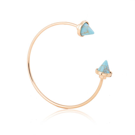  Trendy Blue Punk Shape Faux Marble Stone Gold color Bangle Bracelet for Women