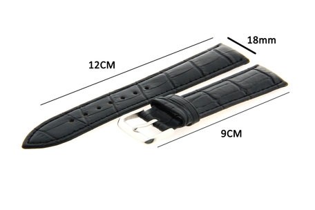 Horlogeband Leer 18mm Zwart