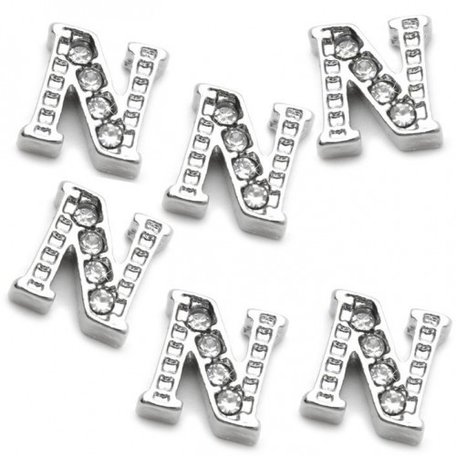 10 pieces Floating Charm letter N