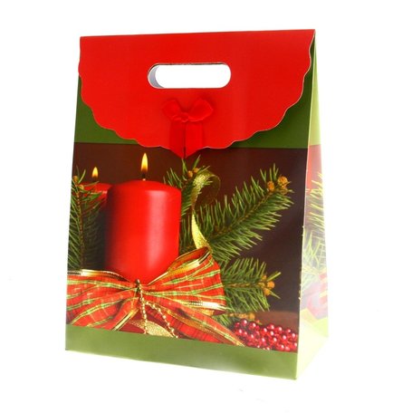 Kersttasjes, 28x37.5x15cm 12stuks, BxHxD  prijs per 12 stuks