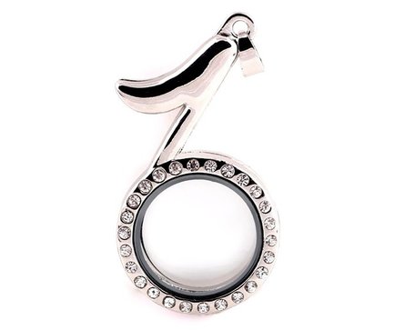 10 STUKS SILVER MEMORY LOCKET MUZIEKNOOT 30mm