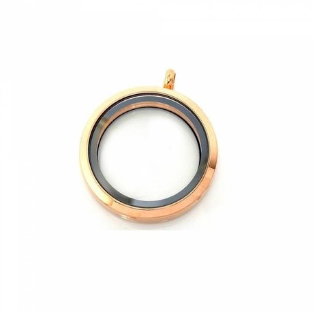 10 STUKS Rose Goud Memory locket 30mm