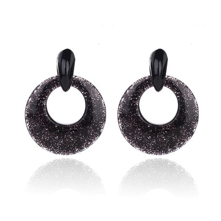 Oorbellen Met Glitters - Rond - Oorhangers 4x4 cm - Zwart