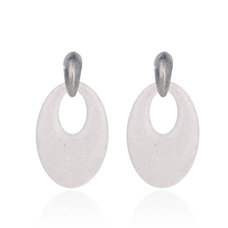 Oorbellen Met Glitters - Ovaal - Oorhangers 5x3,5 cm - Wit & Groen