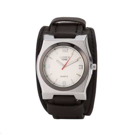 Leren Horloge - Dikke Band - 5cm Breed - Zwart