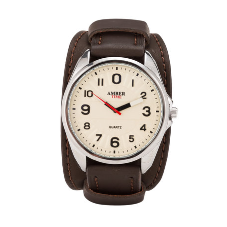 Leren Horloge - Dikke Band - 5cm Breed - Bruin