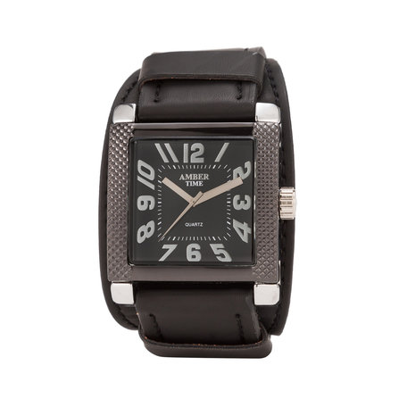 Leren Horloge - Dikke Band - 5cm Breed - Zwart