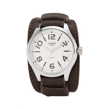 Leren Horloge - Dikke Band - 5cm Breed - Bruin